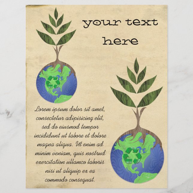 Prospectus 21,6 Cm X 24,94 Cm Réutiliser Réduire Recycler Arbre Terre Globe (Devant)
