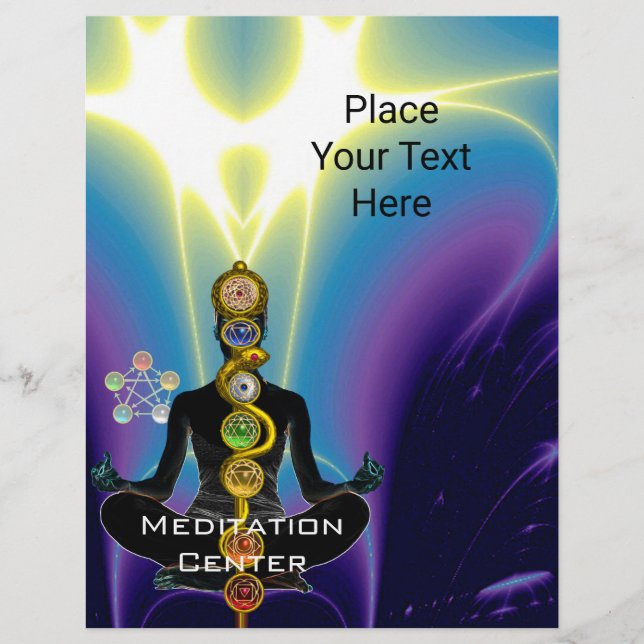 Prospectus 21,6 Cm X 24,94 Cm RODE D'ASCLEPIUS,7 CHAKRAS YOGA LOTUS POSE Bleu (Devant)