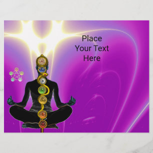 Prospectus 21,6 Cm X 24,94 Cm RODE D'ASCLEPIUS,7 CHAKRAS YOGA LOTUS POSE rose