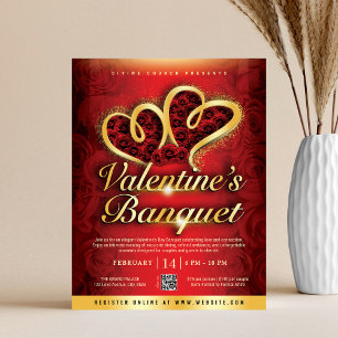 Prospectus 21,6 Cm X 24,94 Cm Roses Rouges & Cœurs d'Or Banquet de la Saint-Vale