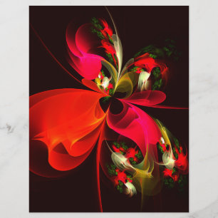 Prospectus 21,6 Cm X 24,94 Cm Rouge Vert Floral Moderne Art Abstrait Motif #02