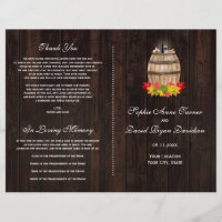 Rustic Fall Foliage Vin Baril Programme de mariage