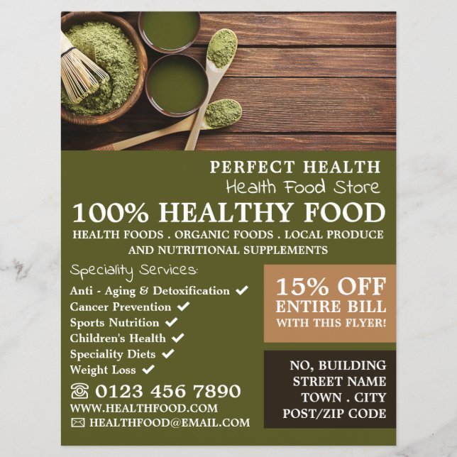 Prospectus 21,6 Cm X 24,94 Cm Rustic Health Food Store Advertising (Devant)