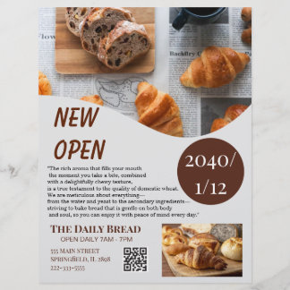 Prospectus 21,6 Cm X 24,94 Cm Rustic Kraft Bakery New Open Grand Opening Flyer