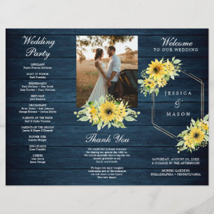 Prospectus 21,6 Cm X 24,94 Cm Rustic Sunflower Greenery Folded Wedding Program