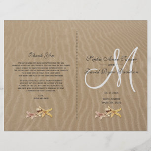 Prospectus 21,6 Cm X 24,94 Cm Sable et Starfish Beach Wedding Programme