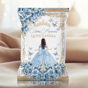 Prospectus 21,6 Cm X 24,94 Cm Sac Baby Blue Gold Quinceañera avec Couronne