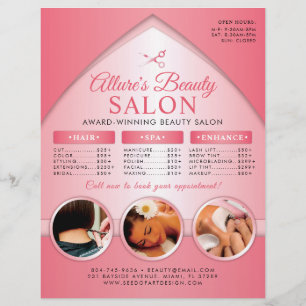 Prospectus 21,6 Cm X 24,94 Cm Salon de beauté professionnel Tarifs Circulaire