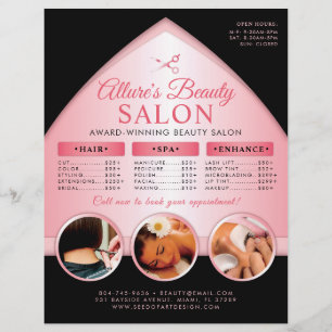 Prospectus 21,6 Cm X 24,94 Cm Salon de beauté professionnel Tarifs Circulaire