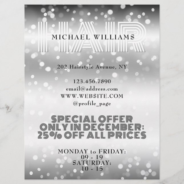 Prospectus 21,6 Cm X 24,94 Cm Salon de coiffure brillant Faux (Devant)