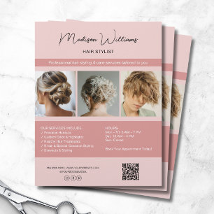 Prospectus 21,6 Cm X 24,94 Cm Salon moderne Liste de cheveux Services Circulaire