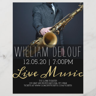 Prospectus 21,6 Cm X 24,94 Cm Saxophoniste Musique Live Concert de Saxophone Aff