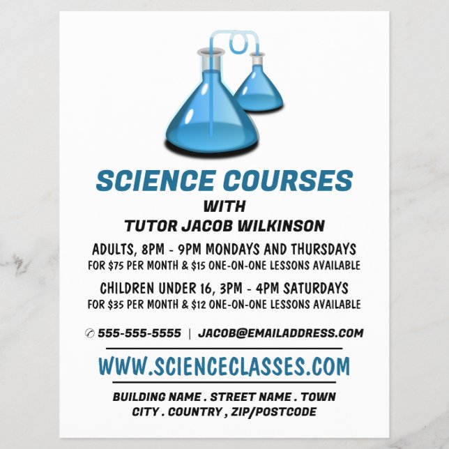 Prospectus 21,6 Cm X 24,94 Cm Science Beakers, Science Cours Publicité (Devant)
