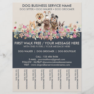 Prospectus 21,6 Cm X 24,94 Cm Service de Promeneur de Chien Ivory Navy