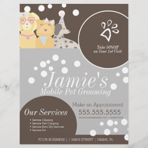 Prospectus 21,6 Cm X 24,94 Cm Services d'animaux mignons toilettage de chien bul