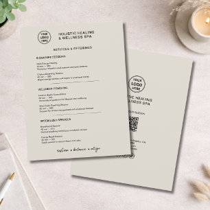 Prospectus 21,6 Cm X 24,94 Cm Services de Bien-être Holistique Menu Beige Neutre