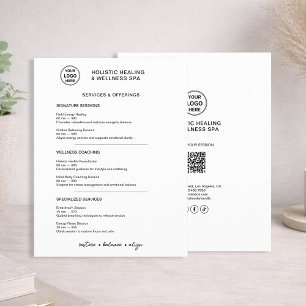 Prospectus 21,6 Cm X 24,94 Cm Services de Bien-être Holistique Menu Minimaliste