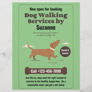 Prospectus 21,6 Cm X 24,94 Cm Services de marche de chiens par Suzanne Dachshund