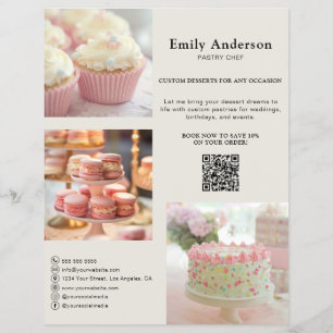 Prospectus 21,6 Cm X 24,94 Cm Services de Pâtissier Boulangerie Photo QR