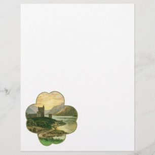 Prospectus 21,6 Cm X 24,94 Cm Shamrock vintage Lucky Gold avec château irlandais