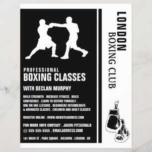 Prospectus 21,6 Cm X 24,94 Cm Silhouette Boxing Match, Boxing Class Advert Flyer