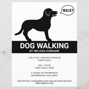 Prospectus 21,6 Cm X 24,94 Cm Silhouette noire de chien disant Promenade - Prome