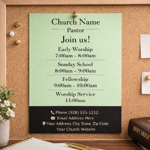 Prospectus 21,6 Cm X 24,94 Cm Simple Green Church Flyer, Rejoignez-nous Services