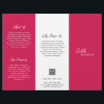 Prospectus 21,6 Cm X 24,94 Cm Simple Magenta rose Contemporain QR Code Moderne<br><div class="desc">Brochure triplée magenta / fuschia rose moderne et professionnel avec un design simple et minimal avec votre nom dans un script élégant et une police sans serif contemporaine. La modèle comprend plusieurs sections divisées pour vos services dans un agencement minimaliste. Le dos contient vos coordonnées et le code QR facultatif....</div>