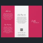 Prospectus 21,6 Cm X 24,94 Cm Simple Magenta rose Contemporain QR Code Moderne<br><div class="desc">Brochure triplée magenta / fuschia rose moderne et professionnel avec un design simple et minimal avec votre nom dans un script élégant et une police sans serif contemporaine. La modèle comprend plusieurs sections divisées pour vos services dans un agencement minimaliste. Le dos contient vos coordonnées et le code QR facultatif....</div>