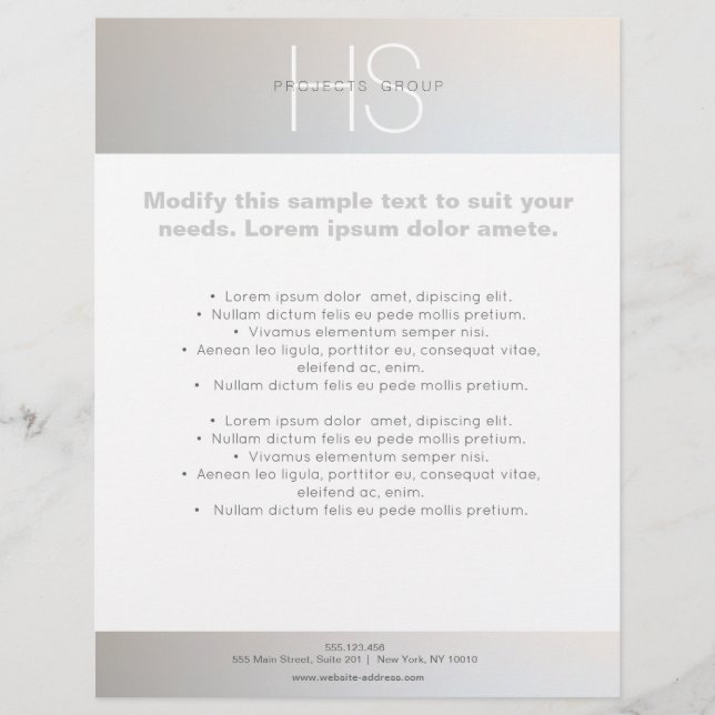 Prospectus 21,6 Cm X 24,94 Cm Simple moderne Monogramme professionnel gris argen (Devant)