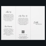 Prospectus 21,6 Cm X 24,94 Cm Simple noir blanc contemporain QR Code moderne<br><div class="desc">Brochure moderne et professionnelle en noir et blanc triplé flyer avec un design simple et minimal avec votre nom dans un script élégant et la police sans serif contemporaine. La modèle comprend plusieurs sections divisées pour vos services dans un agencement minimaliste. Le dos contient vos coordonnées et le code QR...</div>