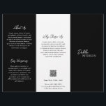 Prospectus 21,6 Cm X 24,94 Cm Simple Noir contemporain QR Code moderne<br><div class="desc">Brochure moderne et professionnelle à trois plis noirs, avec un design simple et minimal avec votre nom dans un script élégant et une police sans serif contemporaine. La modèle comprend plusieurs sections divisées pour vos services dans un agencement minimaliste. Le dos contient vos coordonnées et le code QR facultatif. Si...</div>