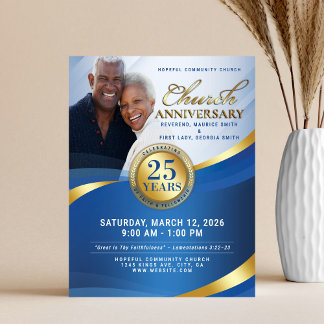 Prospectus 21,6 Cm X 24,94 Cm Sky Blue & Gold Church Anniversary Flyer