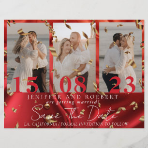 Prospectus 21,6 Cm X 24,94 Cm So Chic Red Photo Collage Enregistrer la carte Dat