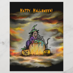 Prospectus 21,6 Cm X 24,94 Cm Sorcière et chat noir, Happy Halloween !