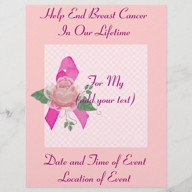 Prospectus 21,6 Cm X 24,94 Cm Soutien contre le cancer du sein (Devant)