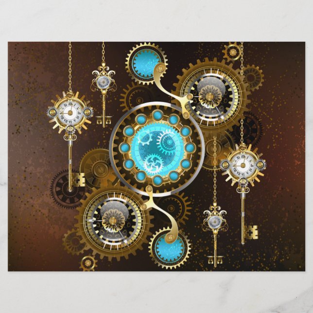 Prospectus 21,6 Cm X 24,94 Cm Steampunk Rusty Background (Devant)