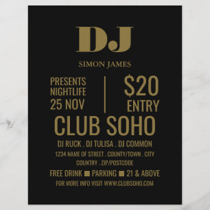 Prospectus 21,6 Cm X 24,94 Cm Stylish DJ, Club Event Publicité Circulaire