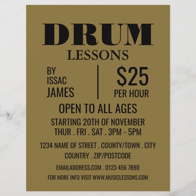 Prospectus 21,6 Cm X 24,94 Cm Stylish Drum Lessons Publicité Circulaire (Devant)