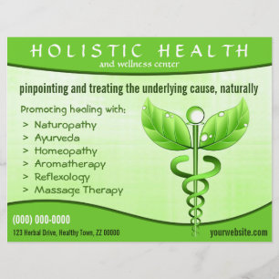 Prospectus 21,6 Cm X 24,94 Cm Symbole holistique Santé Vert Caducée 8,5 po x 11 