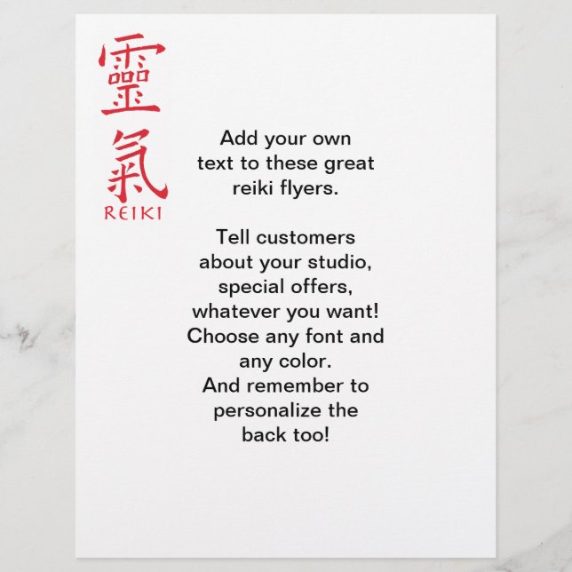 Prospectus 21,6 Cm X 24,94 Cm Symbole Reiki à l'encre rouge (Devant)