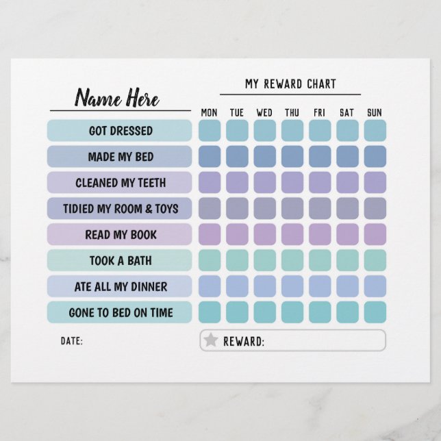 Prospectus 21,6 Cm X 24,94 Cm Tableau de récompenses Programme personnalisé Enfa (Devant)