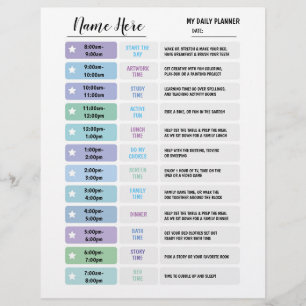 Prospectus 21,6 Cm X 24,94 Cm Tableau quotidien Enfants Horaire Étoile Mur Bleu