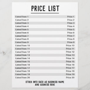 Prospectus 21,6 Cm X 24,94 Cm Tarif. Jusqu'à 20 produits et tarifs. Sur un côté
