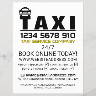 Prospectus 21,6 Cm X 24,94 Cm Taxi Firm Logo, Taxi Cab Firm with Price List