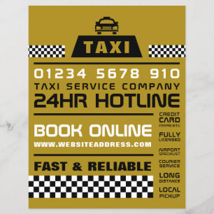Prospectus 21,6 Cm X 24,94 Cm Tendance et Moderne, Entreprise de Taxi avec Liste
