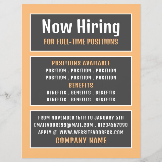 Prospectus 21,6 Cm X 24,94 Cm Texte encadré, Offre d'emploi (Devant)