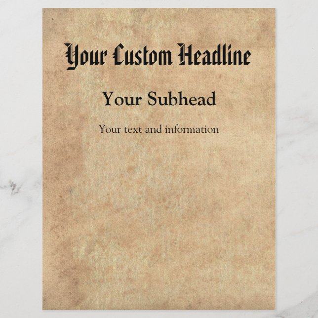 Prospectus 21,6 Cm X 24,94 Cm Texte personnalisé Arrière - plan papier antique (Devant)
