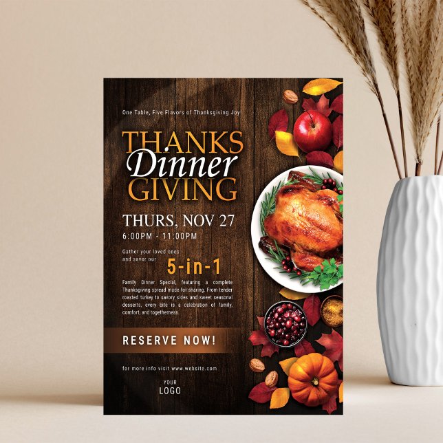 Prospectus 21,6 Cm X 24,94 Cm Thanksgiving Dinner Restaurant Special Event Flyer (Créateur téléchargé)