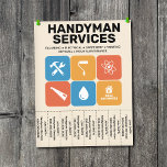 Prospectus 21,6 Cm X 24,94 Cm Tiles - Handyman Services Flyer with Tear-Off Tabs<br><div class="desc">A professional handyman services flyer with tear-off tabs and colorful tiles layout featuring bold blue and orange color scheme. The center showcases a collection of icons including a wrench, hammer, paint brush, handsaw, water drop and a house. Fully customizable, it can be suitable for all kinds of repair activities such...</div>